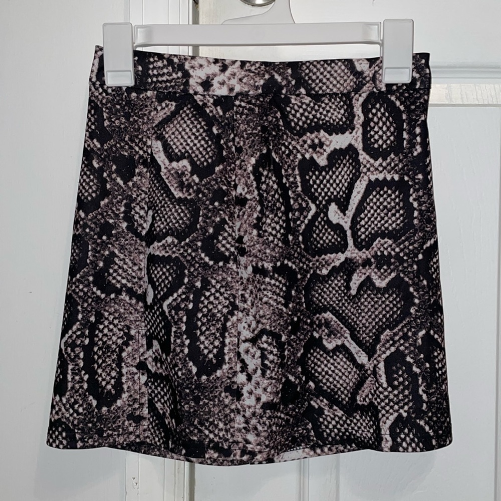 snakeskin mini skirt with slit